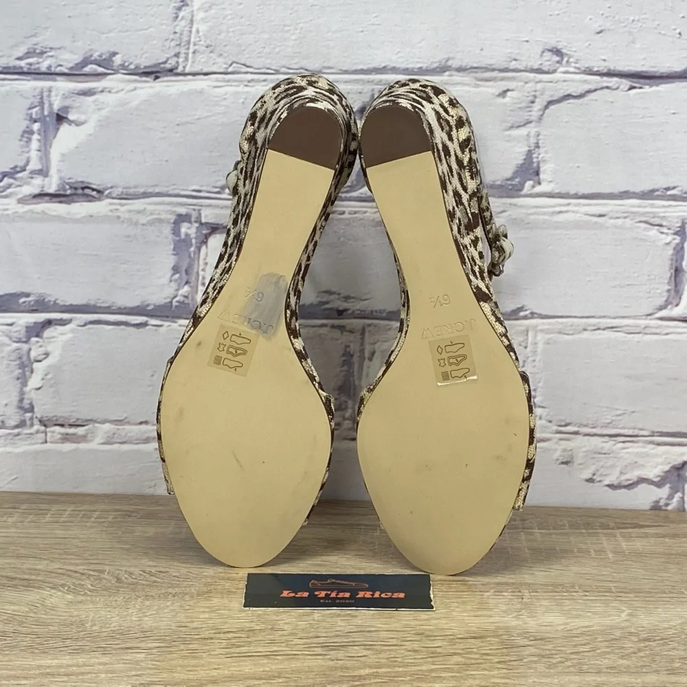 J. Crew Leopard Print Wedge Sandals in Brown and Cream